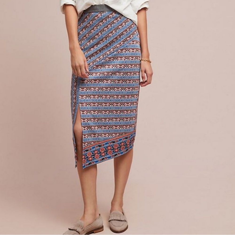 NWT Anthropologie Akemi + Kin Striped Splendor Skirt Floral Midi Lined Size S.